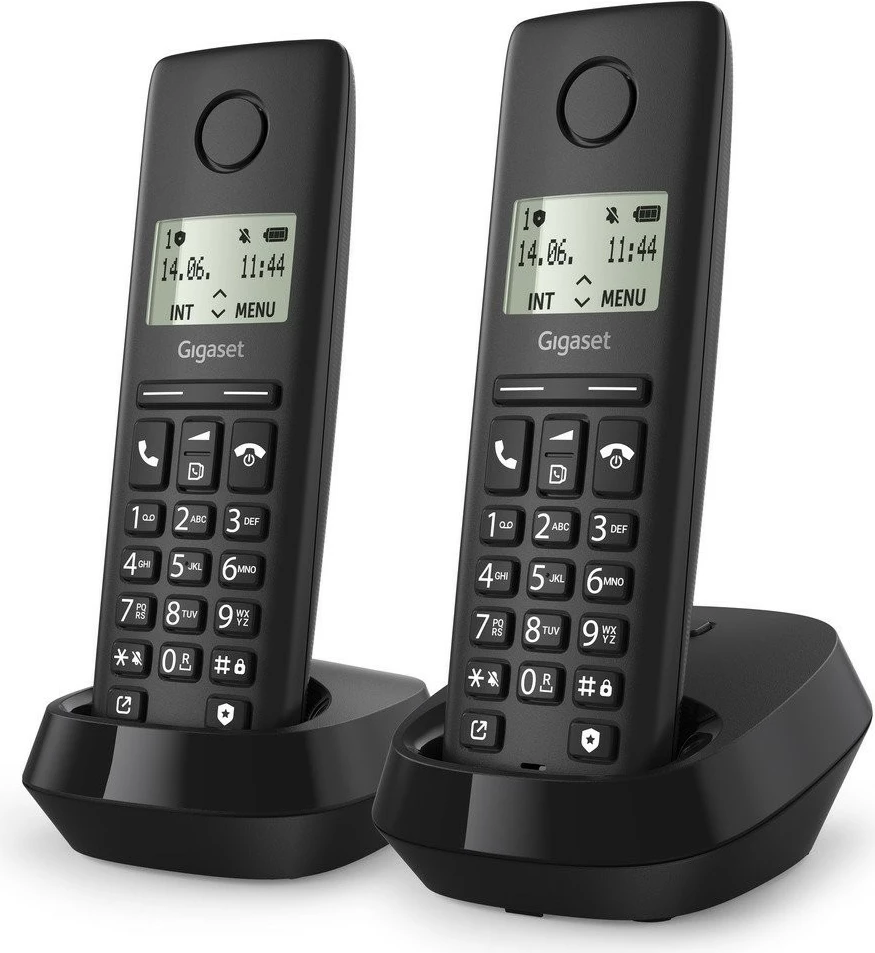 Telefon pa tela Gigaset Pure 100 Duo, i zi, set prej 2 copë