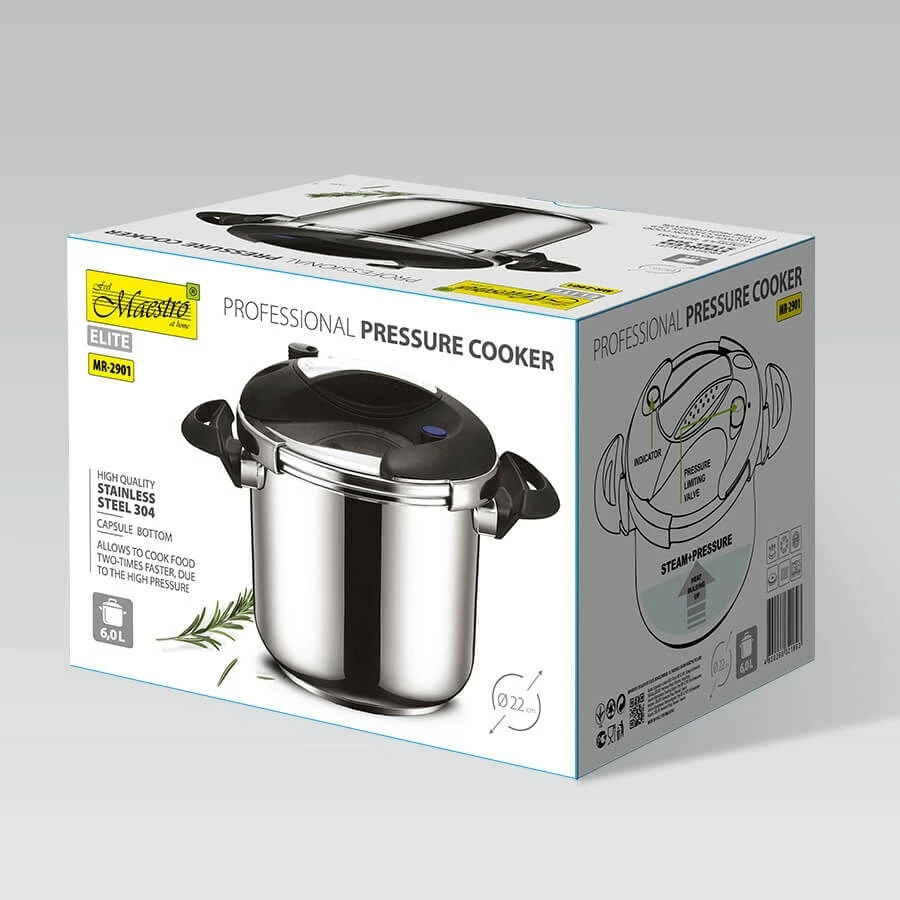 Tenxhere presioni Maestro MR-2901, 6 litra, 22 cm, Argjend