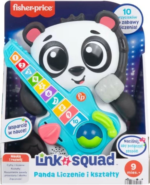 Lodër edukative Fisher Price Link Squad Panda Counting and Shapes, muzikore, shumëngjyrëshe