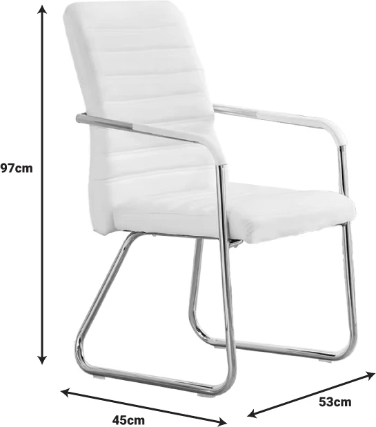 Karrige mysafirësh e grumbullueshme Sefine, ngjyrë bardhë pu-krom, 53x45x97cm