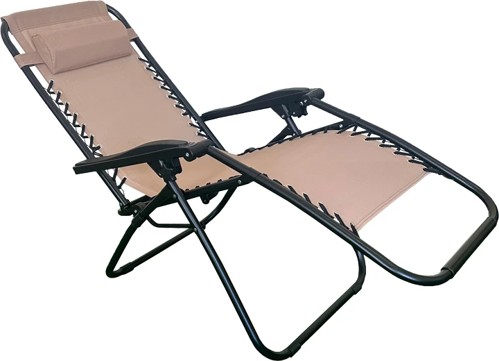 Karrige palosëse relaksuese Mirka, tekstilene-kornizë metalike, ngjyrë krem-e zezë, 65x165x110 cm