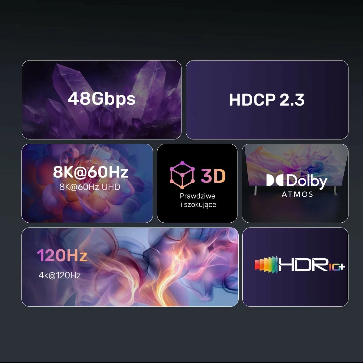 Kabllo HDMI extender Unitek 8K 1.5m, argjendë-e zezë