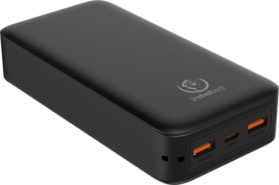 Powerbank Rebeltec P20 LCDPD LAMP, 20000mAh, me llambë LED, e zezë