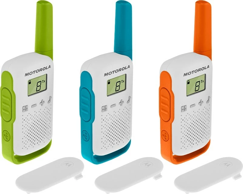 Radio Motorola T42, 16 kanale, Blu, Jeshile, Portokalli, Set 3 copë