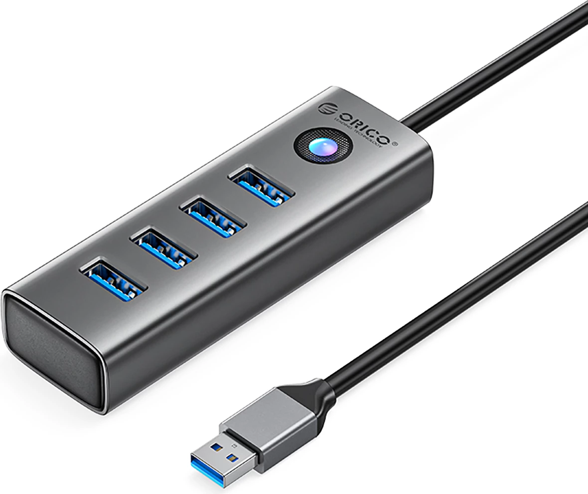 Hub USB Orico PDD4U-U3, 4 porta USB 3.0, Gri