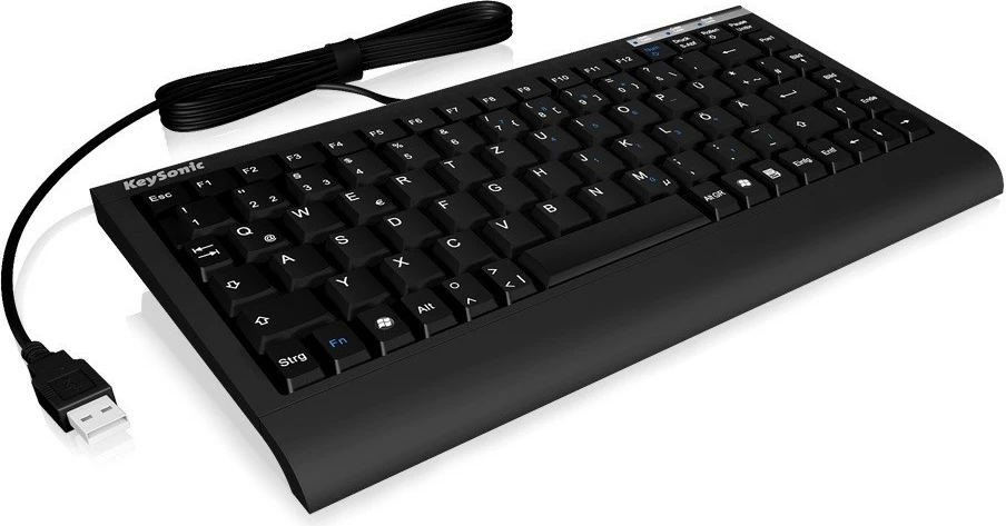 Tastierë mini KeySonic ACK-595C+, me kabllo, USB/PS2, US layout, e zezë