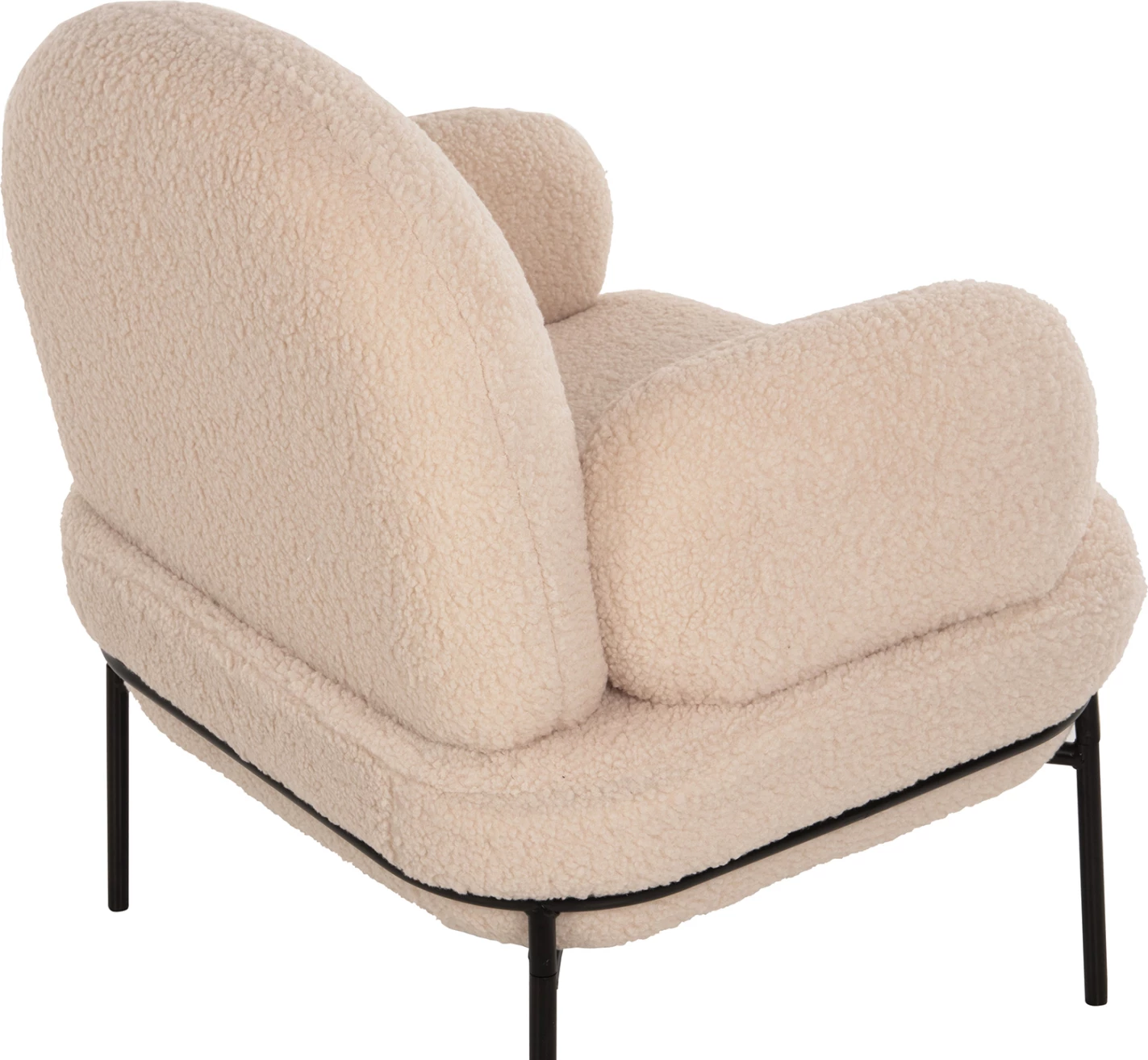 Fotelje AGNES FH9525.20, pëlhurë boucle ecru, këmbë metalike të zeza, 74x71x83H cm.