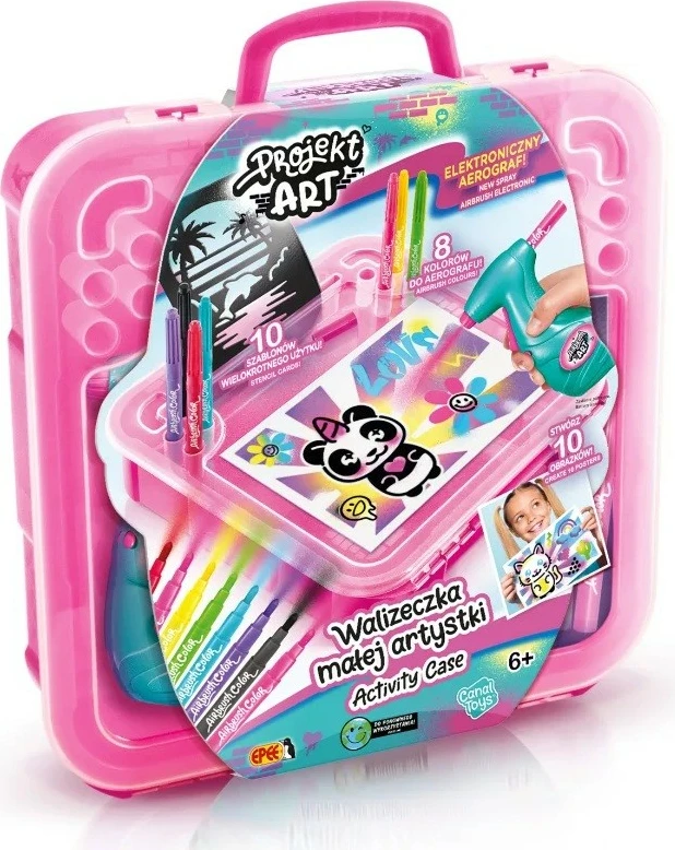 Set kreativ për pikturim Epee Project Art, EP60473, me aerograf elektronik, 8 ngjyra, valixhe, rozë