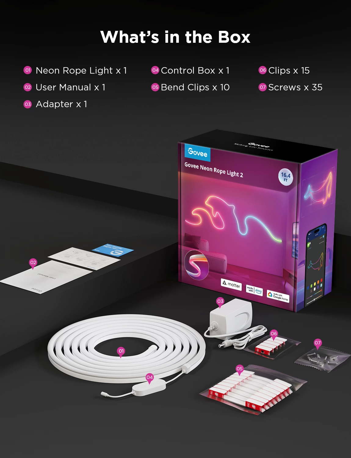 Shirit LED neon Govee H61D5 5 m RGBIC me Bluetooth