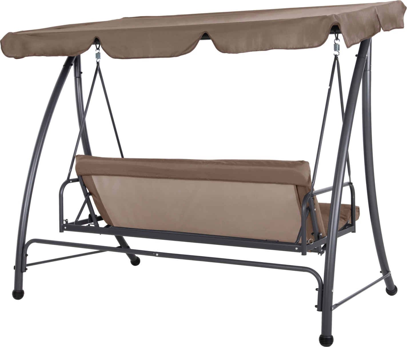 Shilte për verandë, 3-vendëshe, LIKID, FH5980.02, kornizë metalike, ngjyrë gri, pëlhurë ngjyrë kafe e çelur, 200x120x164H cm