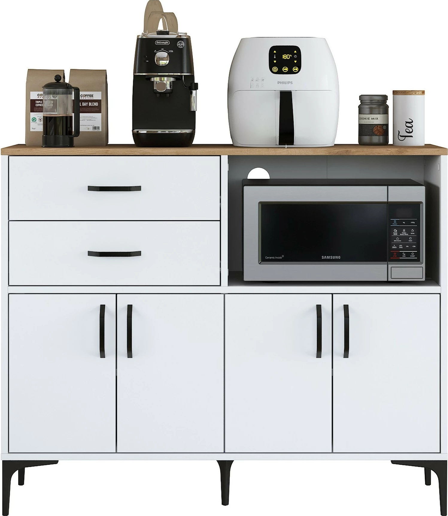 Dollap multifunksional Hanah Home, JE166 - 3283, ngjyrë e bardhë dhe arre