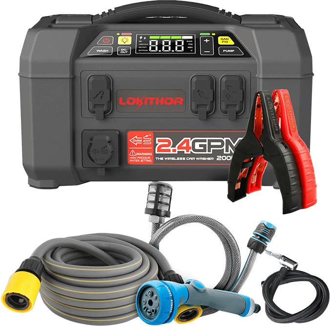 Jump starter, powerbank, kompresor, lavatriçe presioni dhe llambë Lokithor AW401, 20000mAh, 2500A, 12V, e zezë