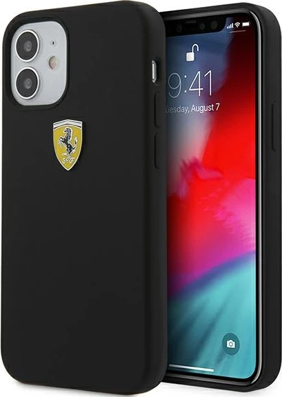 Mbështjellës Ferrari FESSIHCP12SBK për iPhone 12 mini 5.4", silikon, i zi