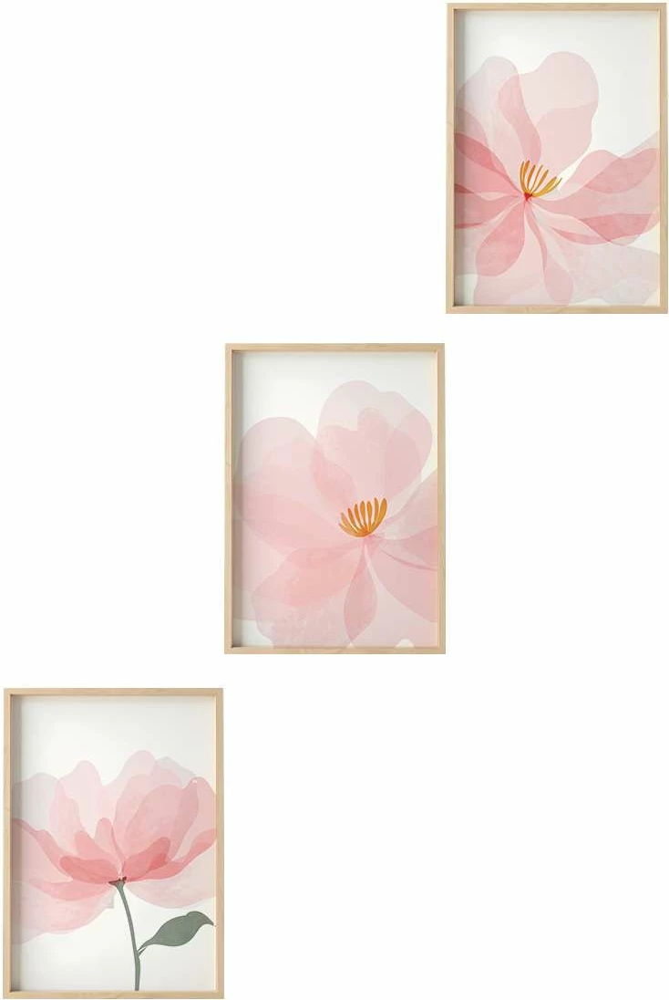 Pikturë dekorative MDF me kornizë, 3 copë, Wallity, Huhu192, 20x30cm