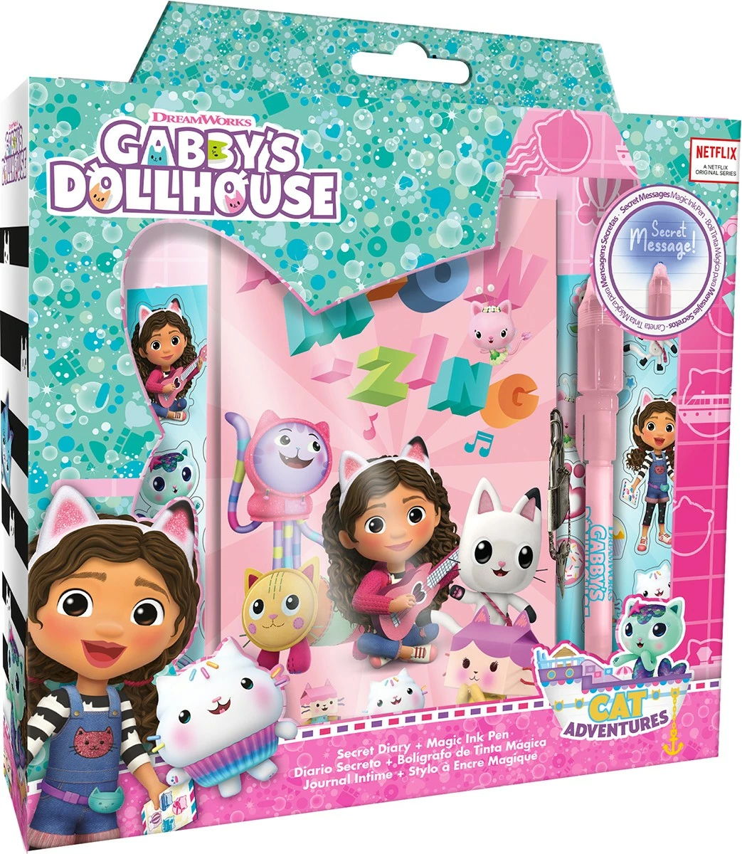 Set ditari Kids Euroswan Gabby's Dollhouse me stilolaps magjik dhe ngjitëse, Rozë