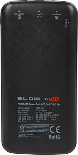Power bank BLOW PB10B 10000mAh, 20W, i zi