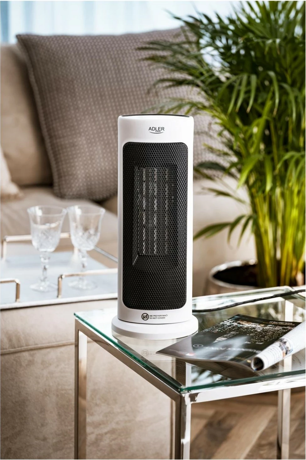 Ngrohës me ventilator Adler AD 7738, 2000W, plastikë, bardhë-zi