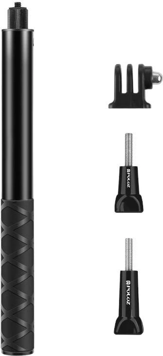 Selfie stick metalik, Puluz PU815, teleskopik 28-111 cm 5-pozicione, vidë 1/4" dhe bazë 1/4", për Insta360/GoPro/DJI, e zezë