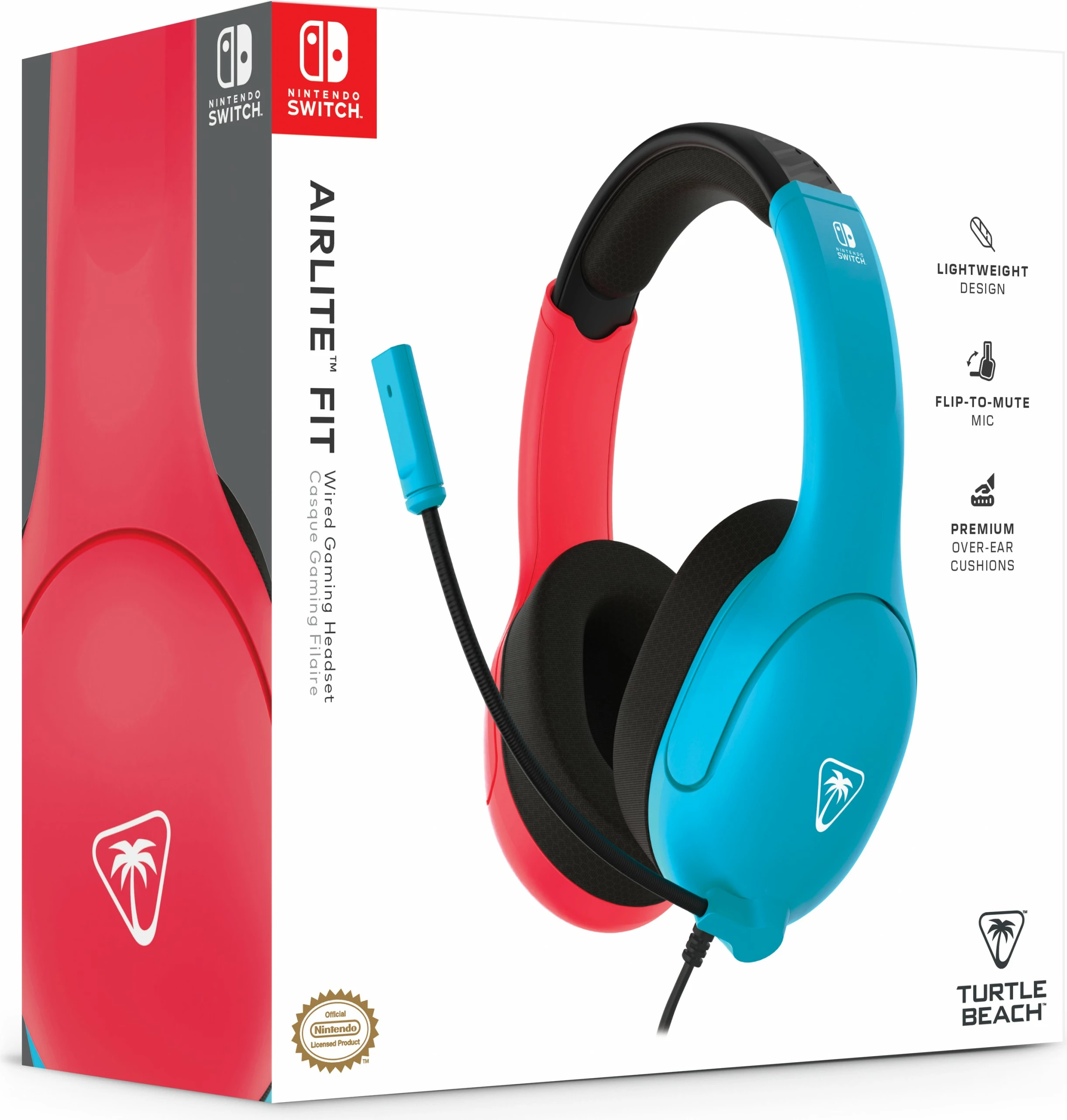 Kufje Turtle Beach Airlite Fit, gaming, mikrofon, 3.5mm, Neon Blue & Red