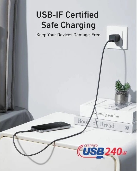 Kabllo USB-C në USB-C Anker A82E2H12 240W 1.8m, e zezë