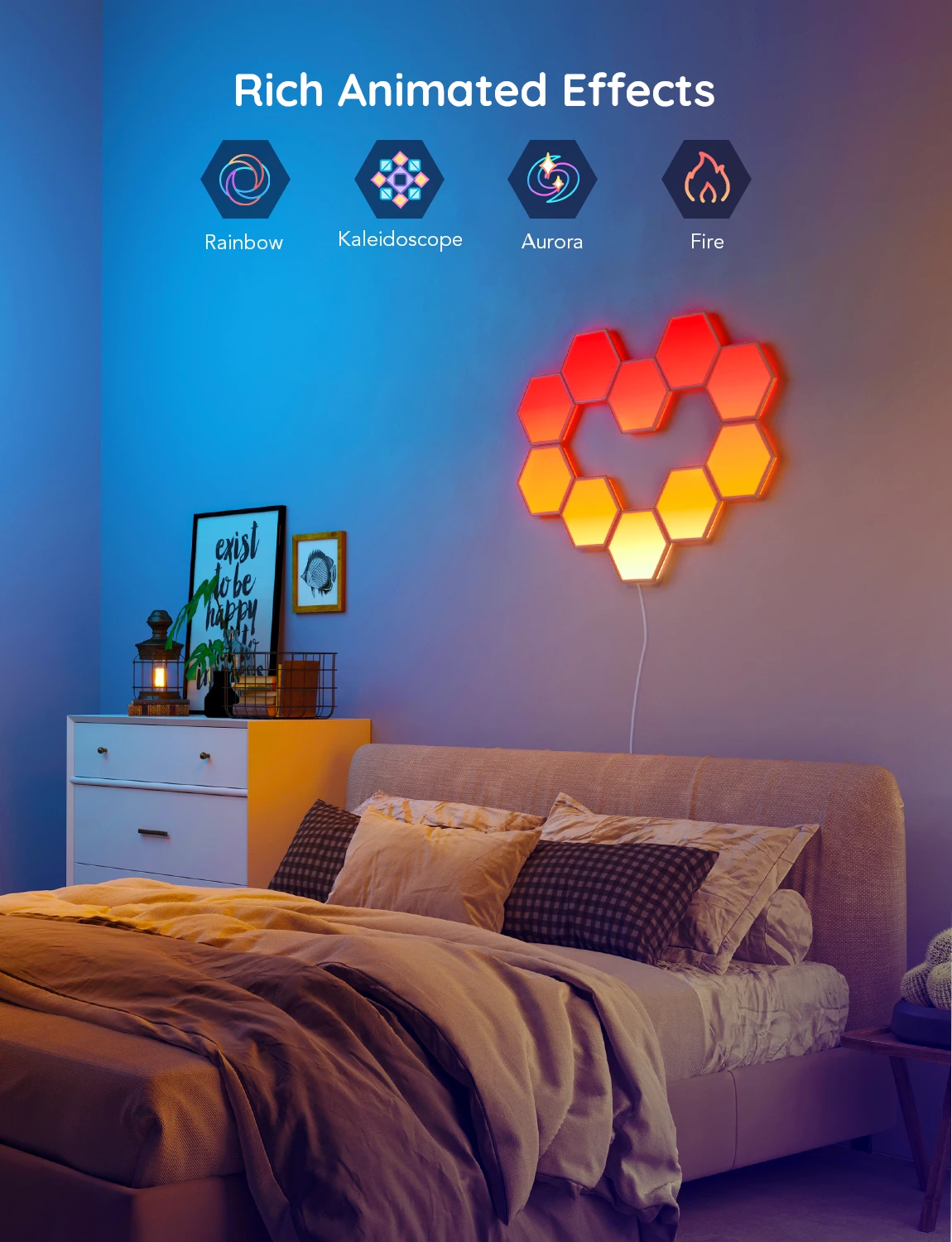 Panele drite LED smart Govee Glide Hexa, RGBIC, set 10 copë