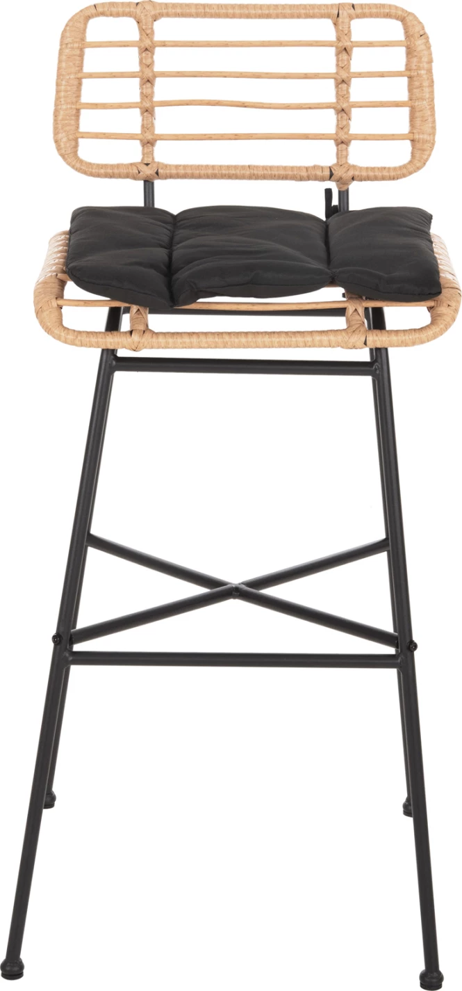 Karrige për bar me vend të lartë ALLEGRA FH5708.11 metalike & jastëk në ngjyrë të zezë-bezhë, 48x49x99,5H cm