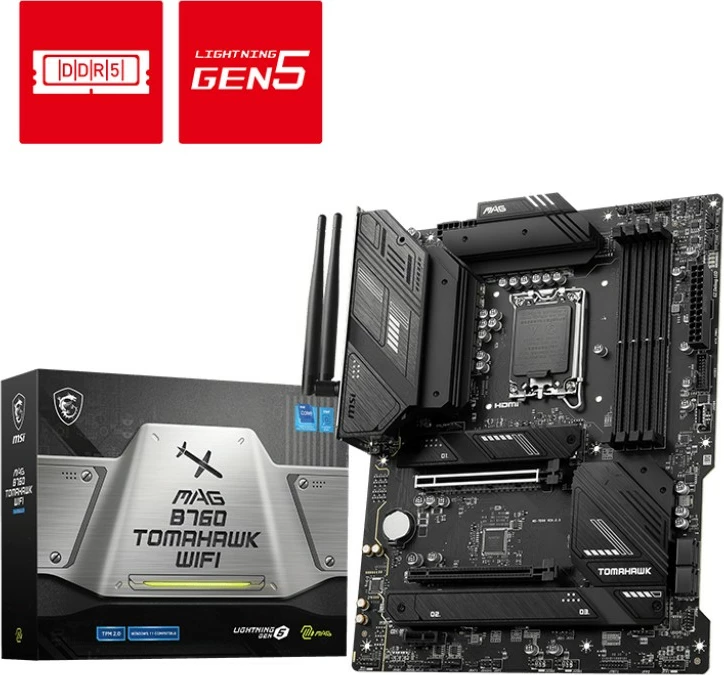Pllakë amë MSI MAG B760 TOMAHAWK WIFI, ATX, LGA1700, DDR5, Wi-Fi 6E, e zezë