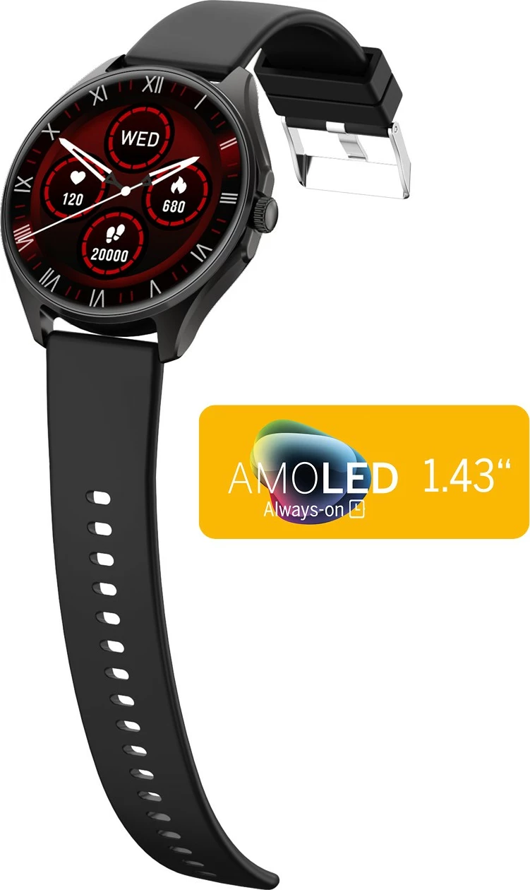 Smartwatch Beafon 402, AMOLED, GPS, 42 g, Ngjyrë e zezë metalike