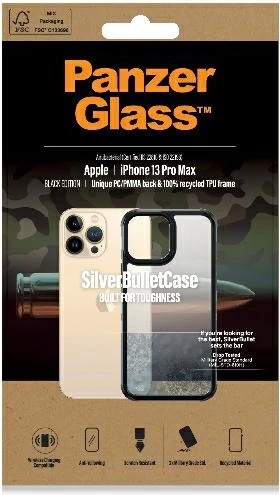 Mbështjellës PanzerGlass ClearCase për iPhone 13 Pro Max, transparent dhe zi
