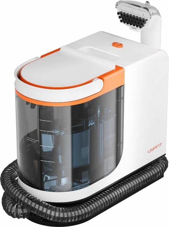 Pastrues i thellë me ujë të nxehtë për qilima dhe tapiceri Uwant B300 Pro 18000 Pa 600 W depo 1.2/1.4 L, me aksesorë + pastrues tekstili 500 ml, bardhë/portokalli