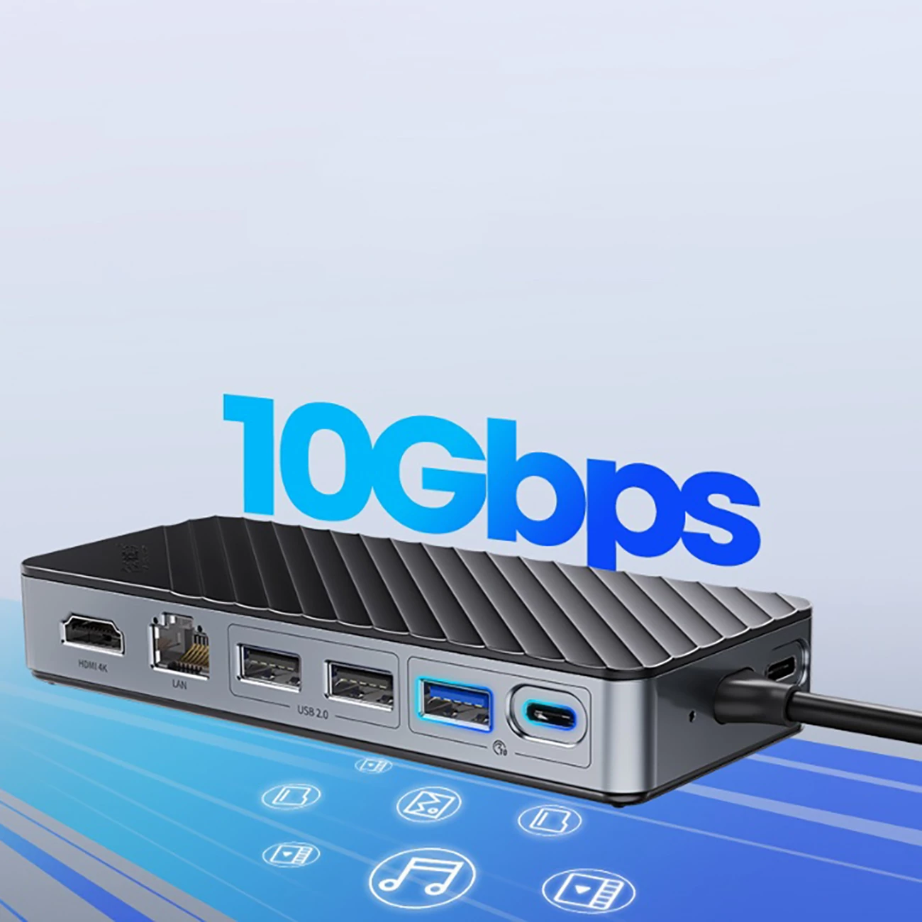 Doking station Orico OM28PR-G2 me slot M.2, 8 porte, USB-C, HDMI, Ethernet, 100W, e zezë