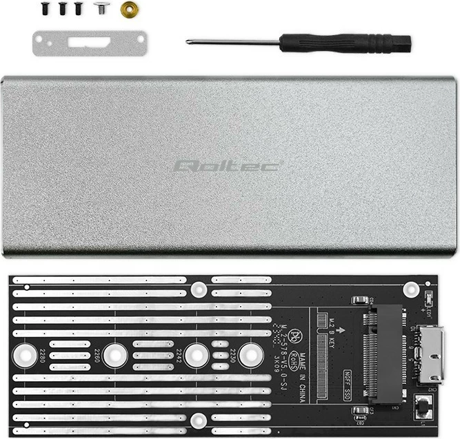 Kasë Qoltec për SSD M.2 SATA/NGFF, USB 3.0, 2TB, Argjend
