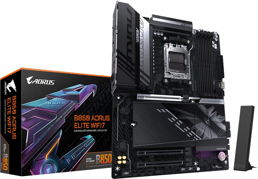 Pllakë amë GIGABYTE B850 AORUS ELITE WF7, AM5, ATX, 4xDDR5, WiFi 7, BT 5.4