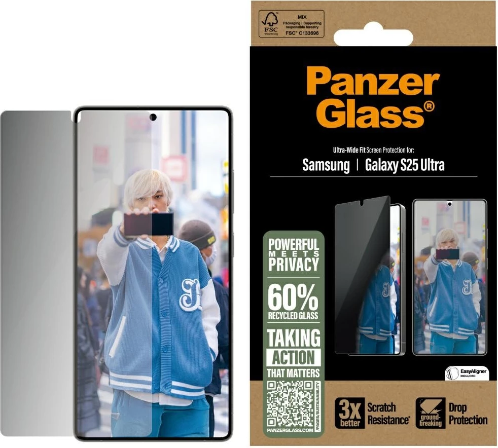 Xham mbrojtës PanzerGlass Ultra-Wide Fit Privacy për Samsung Galaxy S25 Ultra