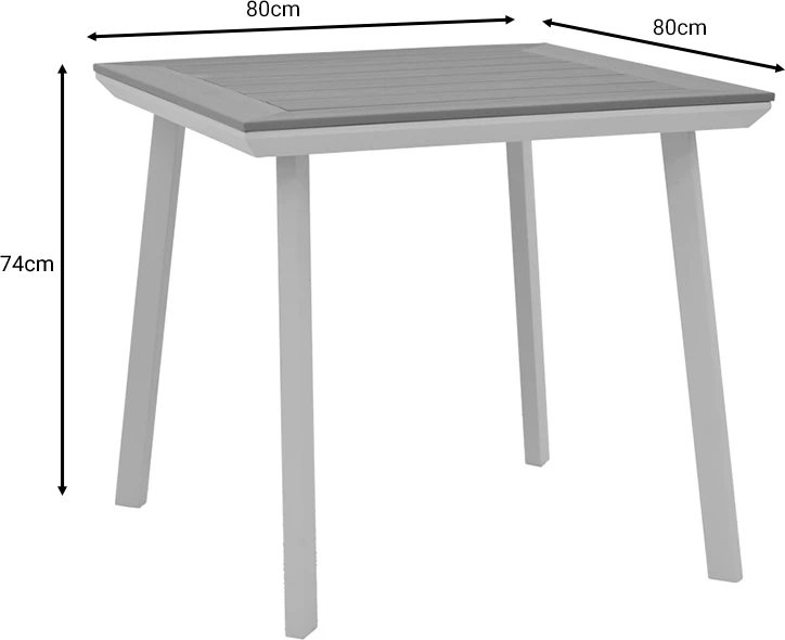 Tavolinë me karrige Synergy-Elation set prej 3 copash, alumin dhe dru i përpunuar, ngjyrë e bardhë dhe natyrale, 80x80x74cm