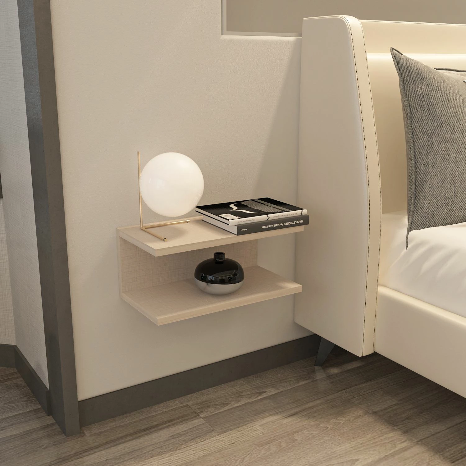 Komodinë natës, ngjyrë bezhë, Skye Decor, Ramira