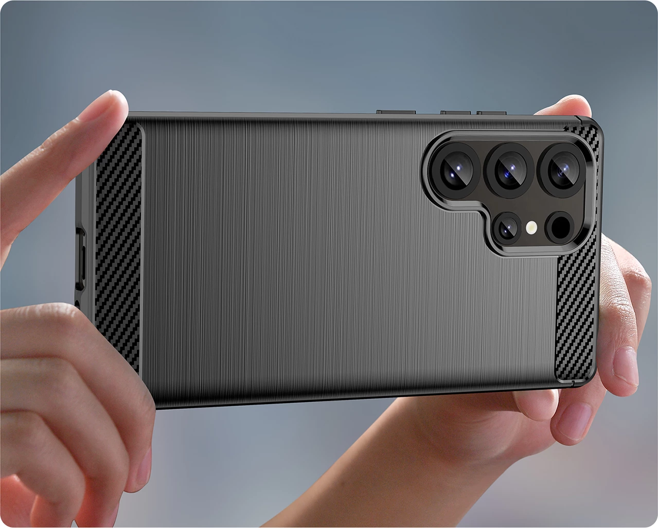 Mbështjellës Hurtel Carbon Case për Samsung Galaxy S25 Ultra, TPU, Zi