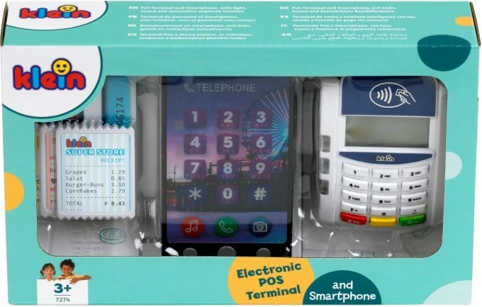 Set lodër, Klein 7274 terminal POS elektronik me celular, 7 pjesë, drita dhe tinguj, për moshat 3+, shumëngjyrësh