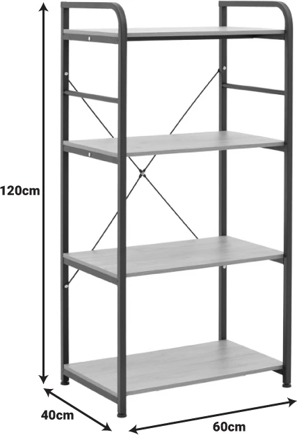 Raft dyshemeje Depo metal i zi-MDF ngjyrë lisi 60x40x120cm