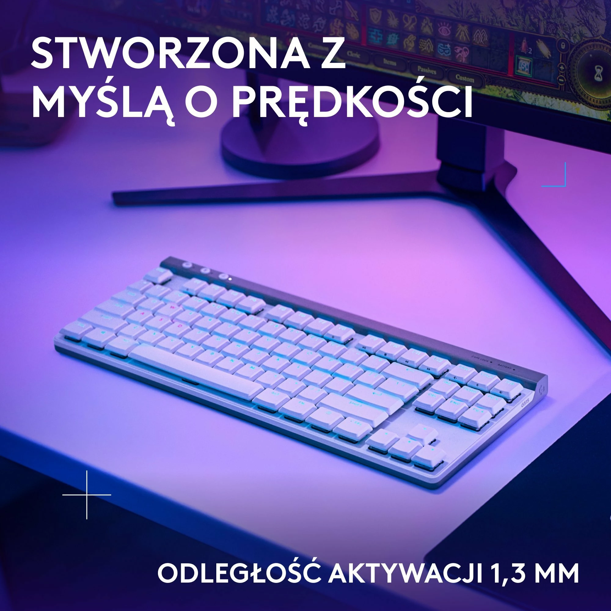 Tastierë gaming Logitech G515 LIGHTSPEED TKL 920-012539, mekanike GL Brown low-profile, RGB, Wireless/Bluetooth/USB-C, layout US, e bardhë