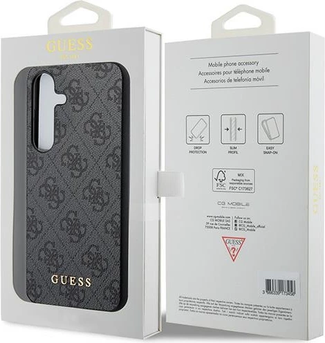 Mbështjellës Guess 4G Metal Gold Logo për Samsung Galaxy S24, i zi