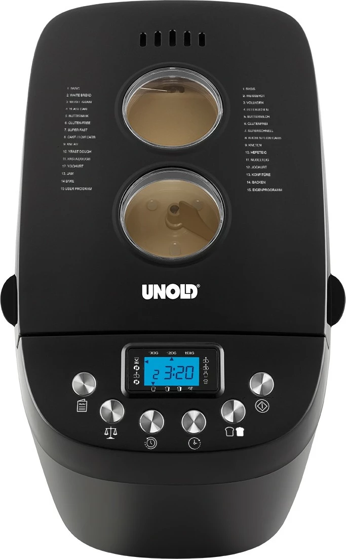 Makineri buke UNOLD Backmeister Big, 1.5 kg, 15 programe, funksion ngrohjeje, dritare shikimi, kontroll i thekrimit, 850 W, e zezë