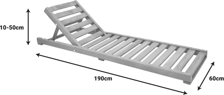 Shezlong Specta dru ahu, ngjyrë natyrale, 60x190x50cm
