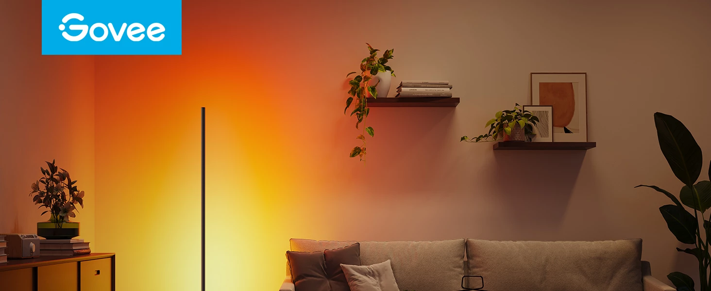 Lampë dyshemeje smart Govee Floor Lamp 2 RGBICWW, E zezë