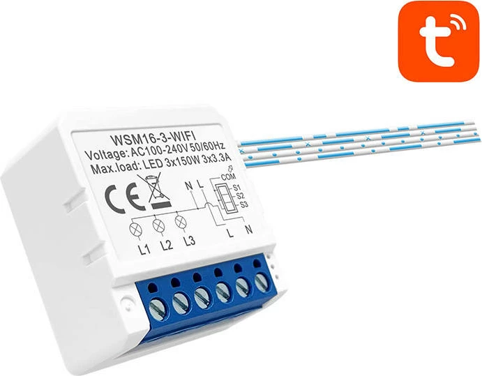 Modul smart switch Avatto WSM16-W3, 3 kanale, WiFi, i bardhë