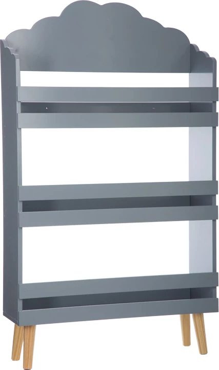 Raft librash për fëmijë Penzia mdf, ngjyrë gri dhe këmbë ngjyrë natyrale 58x18x100cm