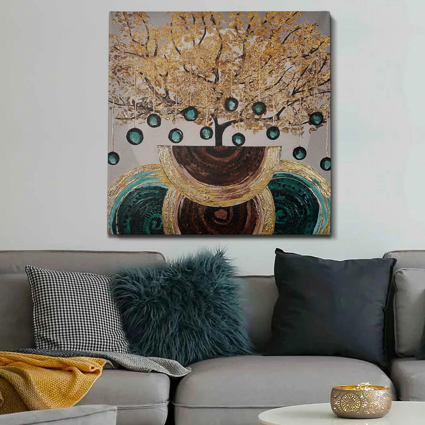 Pikturë dekorative me vaj Wallity, shumëngjyrëshe, OPG1730800570 - 120x120cm