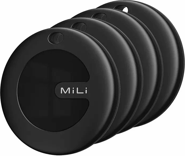 Locator MiLi MiTag DUO, Bluetooth 5.2, IPX67, kompatibil me iOS/Android, i zi, paketë 4 copë