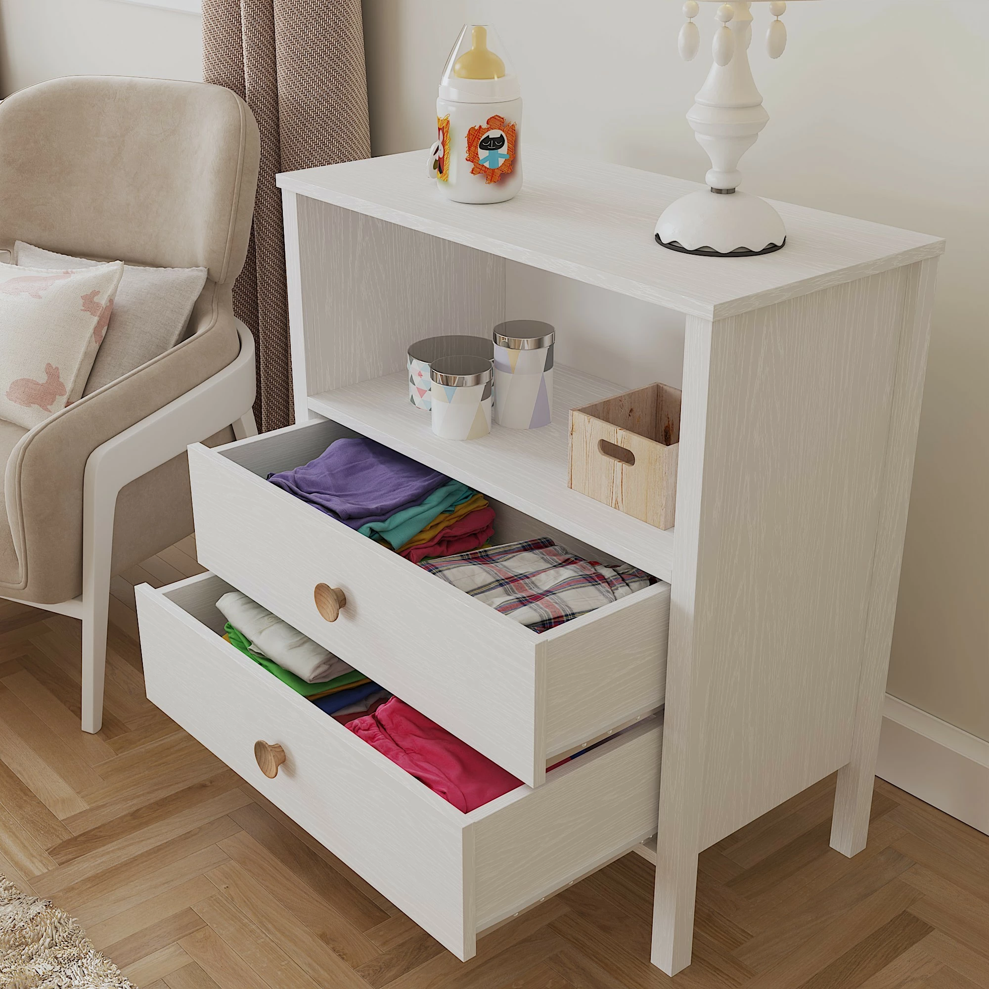 Komodë Hanah Home, FRN-10053, druri dhe e bardhë