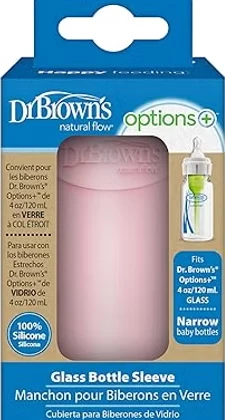 Veshje Silikoni për Shishe Qelqi Dr. Brown’s 120 ml, rozë